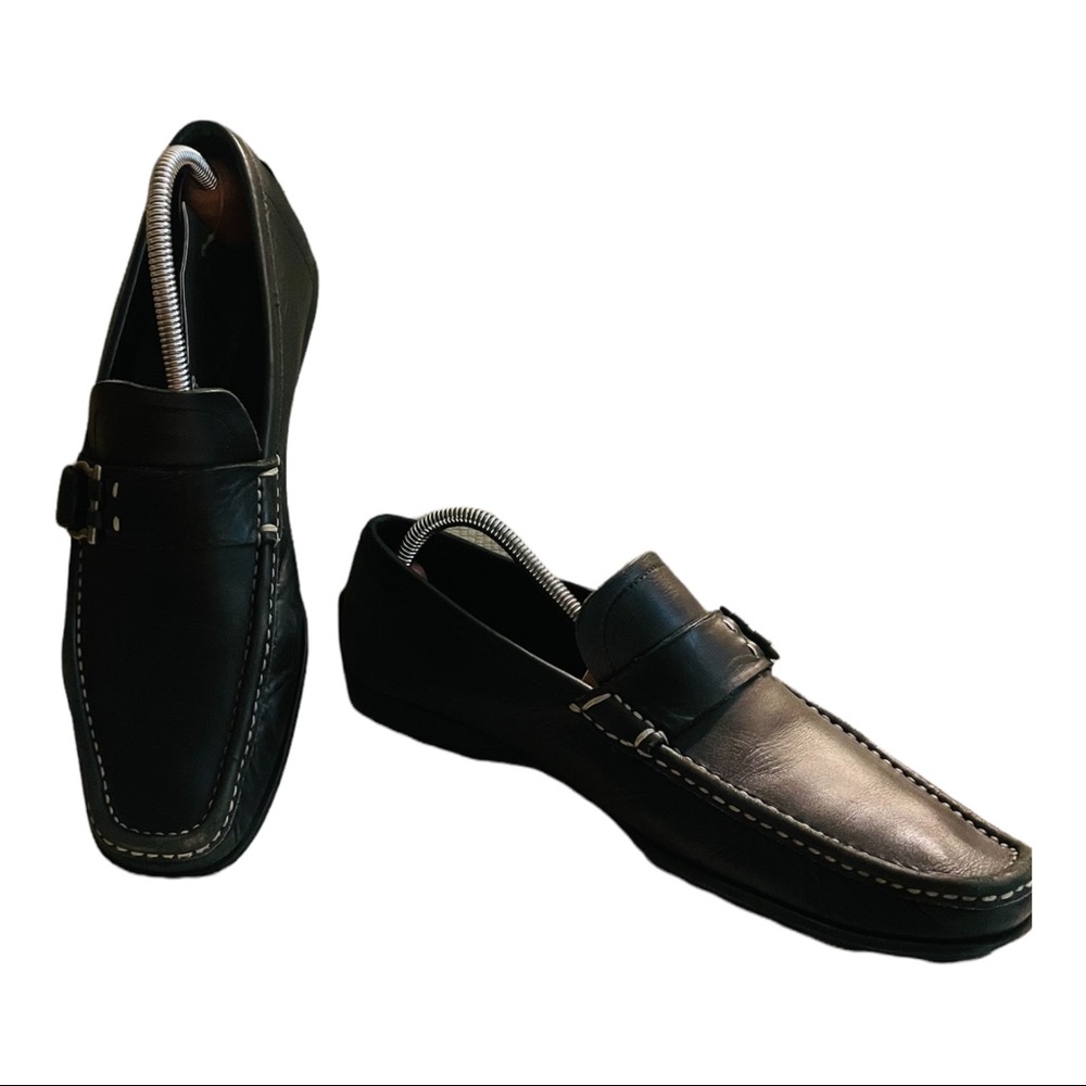 SALVATORE FERRAGAMO Black Leather Driving Mocs Size 9 D - Picture 16 of 16